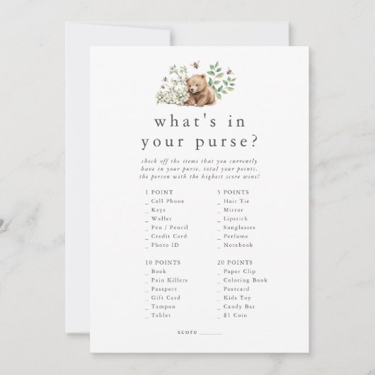 HANNAH Woodlandあなたの財布ゲームカードの中に何があるか 招待状 (正面)