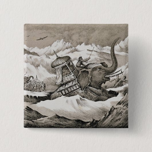 Hannibal (紀元前の247-c.183)および彼の戦争象のCRO 缶バッジ (正面)