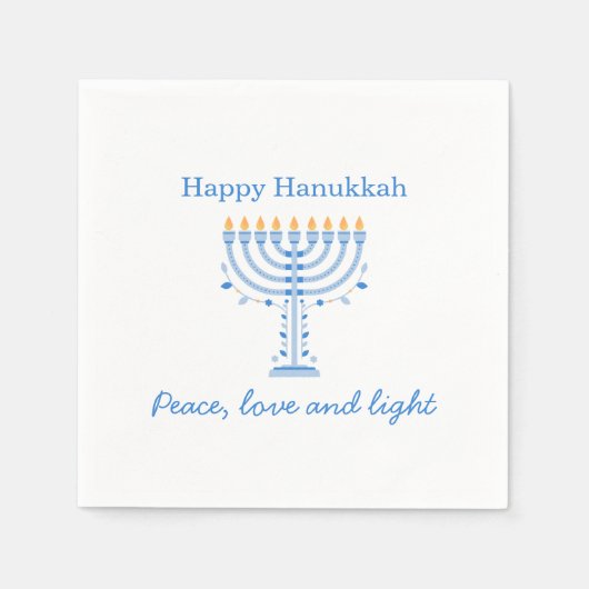 Hannukah paper napkins - Happy Hanukkah スタンダードカクテルナプキン (正面)