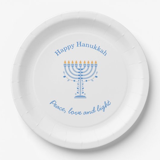 Hannukah paper plates - Happy Hanukkah ペーパープレート (正面)