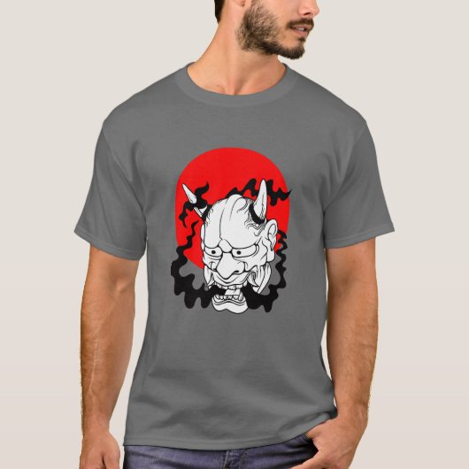 Hannya japanese yokai Ogre mask oni harajuku art f Tシャツ (正面)