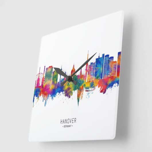 Hanover Germany Skyline スクエア壁時計 (傾斜)