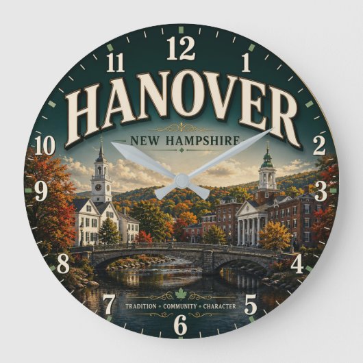 Hanover New Hampshire ラージ壁時計 (正面)