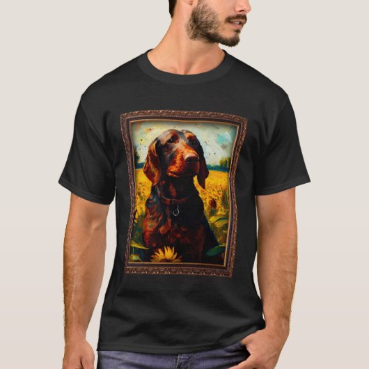 Hanoverian Scenthound Painting Sunflower Flower Mo Tシャツ (正面)
