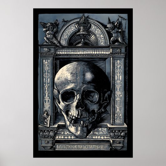Hans Wechtlin Skull Print Renaissance Woodcut ポスター (正面)