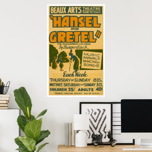 Hansel & Gretel Boston 1940 WPA ポスター (ホームオフィス)