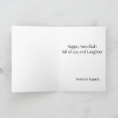 Hanukaの活発な魚-喜劇的な治療のスケッチのギフト シーズンカード (内部)