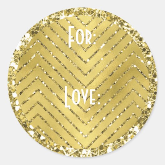 Hanukkahスタンプ(1 1/2"または3") "Chevron金ゴールド" ラウンドシール (正面)