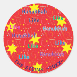 Hanukkahスタンプ(1 1/2"または3") "Like Hanukkah" ラウンドシール