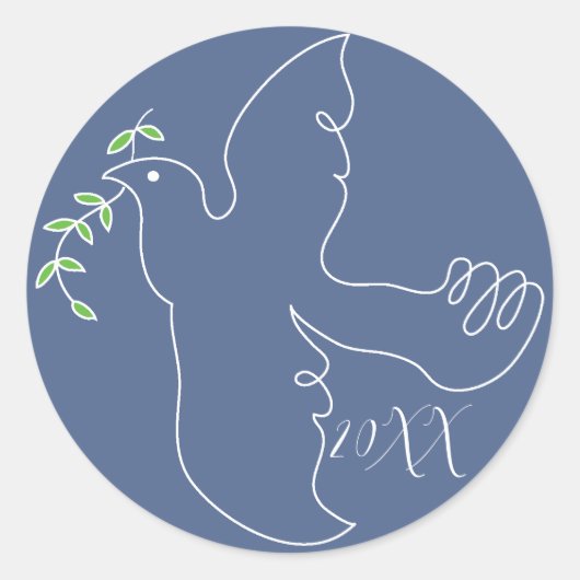 Hanukkahスタンプ(1 1/2"/3") "ハヌカー(ユダヤ教の祭り)鳩" ラウンドシール (正面)