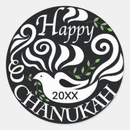 Hanukkahステッカー(1 1/2"/3") "Blackboard Dove" ラウンドシール