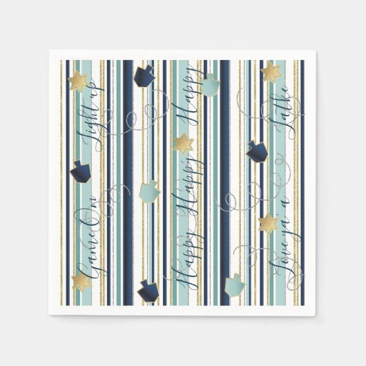 Hanukkahナプキンも新しいエレガントをパーソナライズ スタンダードカクテルナプキン (正面)