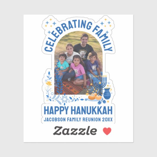 HANUKKAHファミリー懇親会カスタマイズ可能な写真 シール (シート)