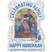 HANUKKAHファミリー懇親会カスタマイズ可能な写真 シール (正面)