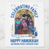 HANUKKAHファミリー懇親会カスタマイズ可能な写真 ワインラベル (シングルラベル)