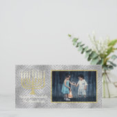 Hanukkahフォトカード「エレガント（ユダヤ教）メノラー」 シーズンカード (スタンド正面)