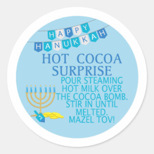 HANUKKAHホットココア爆弾ステッカー、マゼルトフ ラウンドシール