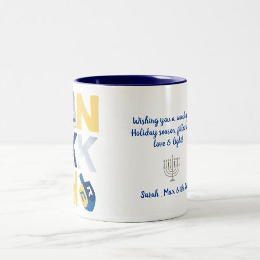 HANUKKAH（ユダヤ教）メノラードライデルコーヒーマグ ツートーンマグカップ (中央)