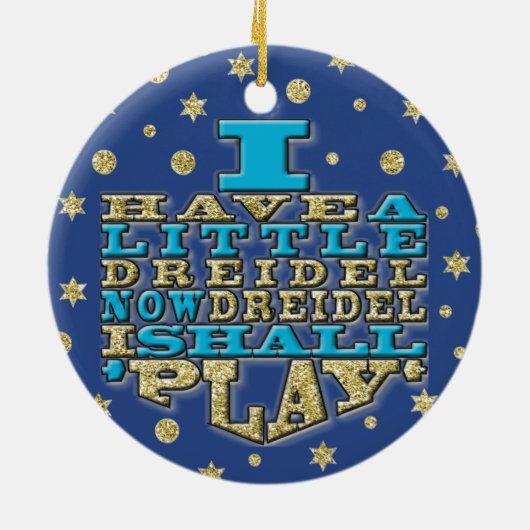 Hanukkah "私は少しドレディールを持っている"/サークルオーナメント セラミックオーナメント (裏面)