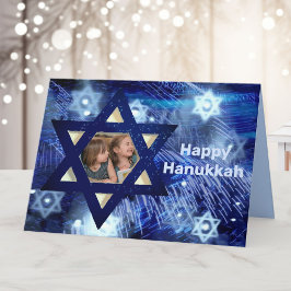 Hanukkah 1または2 Photo Family Kids Blue シーズンカード