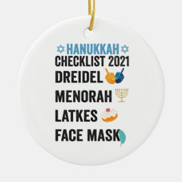 Hanukkah 2021チェックリストDreidl（ユダヤ教）メノラー顔マスク セラミックオーナメント