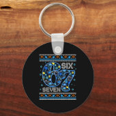 Hanukkah 67 Festive Dreidel Ugly Sweater For Men W キーホルダー (正面)