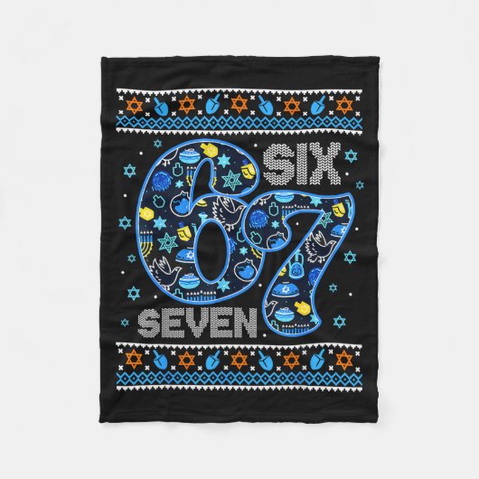 Hanukkah 67 Festive Dreidel Ugly Sweater For Men W フリースブランケット (正面)