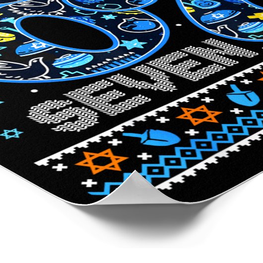 Hanukkah 67 Festive Dreidel Ugly Sweater For Men W ポスター (角)