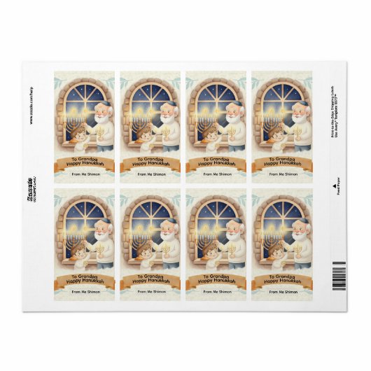 Hanukkah Blessing – Grandfather and Child ラベル (フルシート)