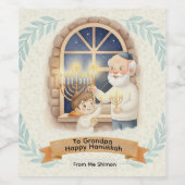 Hanukkah Blessing – Grandfather and Child ワインラベル (シングルラベル)