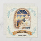 Hanukkah Blessing - Grandfather and Child 招待状 (正面/裏面)
