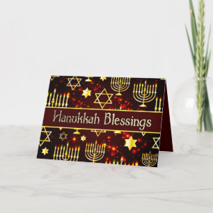 Hanukkah Blessings Menorah Red & Gold シーズンカード
