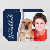 Hanukkah BlueとWhite with Photo and Name シーズンカード (正面/裏面)
