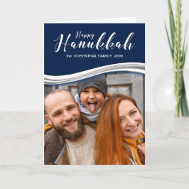 Hanukkah BlueとWhite with Your Photo and Name シーズンカード