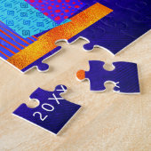 Hanukkah Blue Boho Candle Pattern Peace Love Light ジグソーパズル (側面)