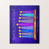Hanukkah Blue Boho Candle Pattern Peace Love Light ジグソーパズル (縦)