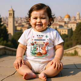 Hanukkah Bunny’s First Bright Night ベビーボディスーツ