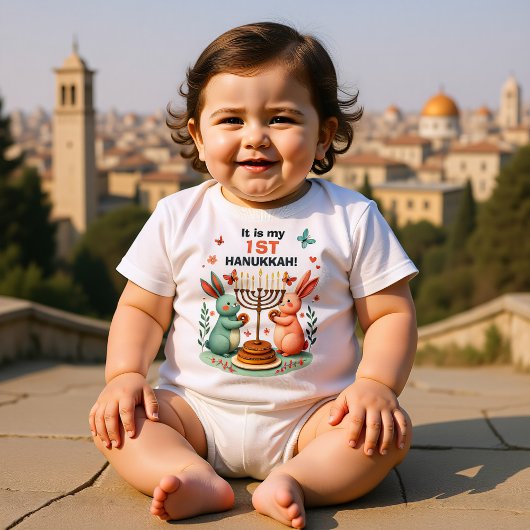 Hanukkah Bunny’s First Bright Night ベビーボディスーツ