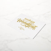 Hanukkah Card Family Photo Holiday Blessing Gold 箔シーズンポストカード (回転した状態)