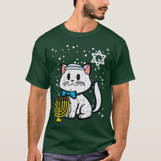 Hanukkah Cat Cute Chanukah Jewish Women Girls oddl Tシャツ