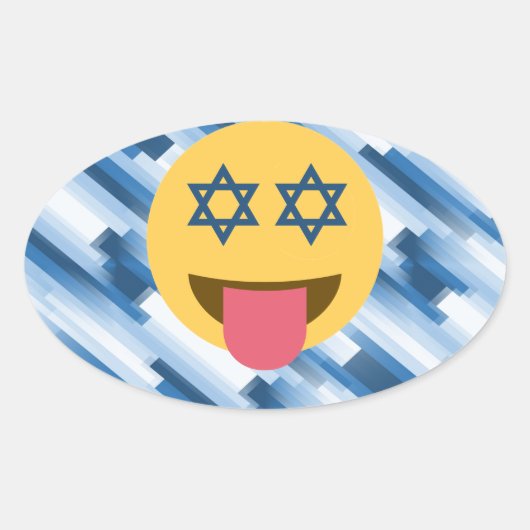 hanukkah chanukkah絵文字 楕円形シール (正面)