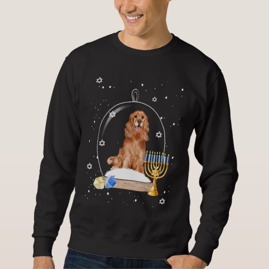 Hanukkah Cocker Spaniel. Dog Snow Globe Pajama スウェットシャツ (正面)