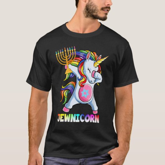 Hanukkah Dabbing Unicorn Jewnicorn Chanukah Jewish Tシャツ (正面)
