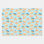 Hanukkah Dreidel, Gelt, Sufganiyot，ストリングライト ラッピングペーパーシート (正面)