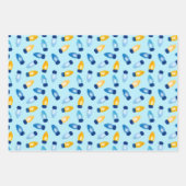 Hanukkah Dreidel, Gelt, Sufganiyot，ストリングライト ラッピングペーパーシート (正面3)