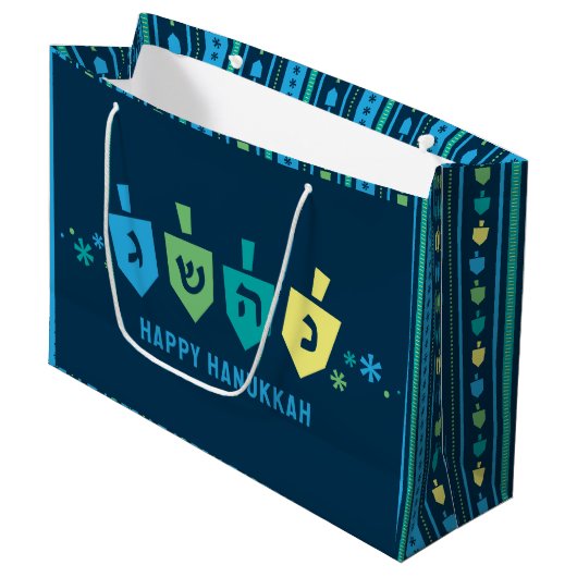 Hanukkah Dreidel Party Gift Bag ラージペーパーバッグ (正面アングル)