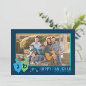 Hanukkah Dreidel Party Personalized Greeting Card シーズンカード (スタンド正面)
