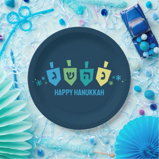 Hanukkah Dreidel Party Plates ペーパープレート (パーティー)