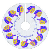 Hanukkah Dreidels カラフル Christmukkah追加の名前 ブラッシュドポリエステルツリースカート (正面)