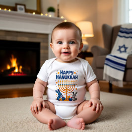 Hanukkah Dreidels & Doughnuts & Diapers, Oh My ベビーボディスーツ